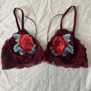 Victoria's Secret Burgundy Floral Lace Bralette